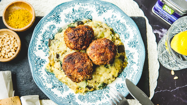 Aubergine-courgette stamppot