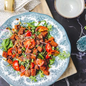 salade met gebakken chorizo