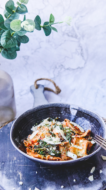 ravioli bolognese met spinazie