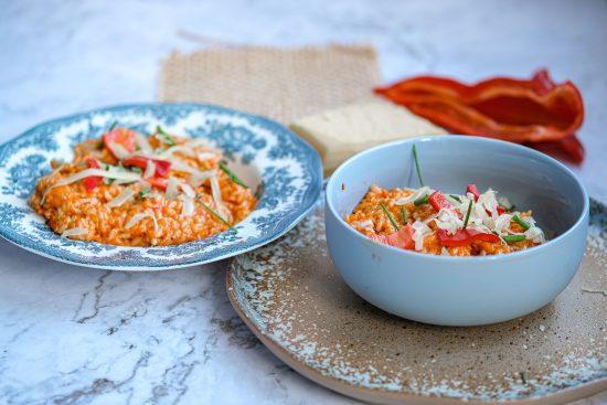 gerookte punt paprika risotto