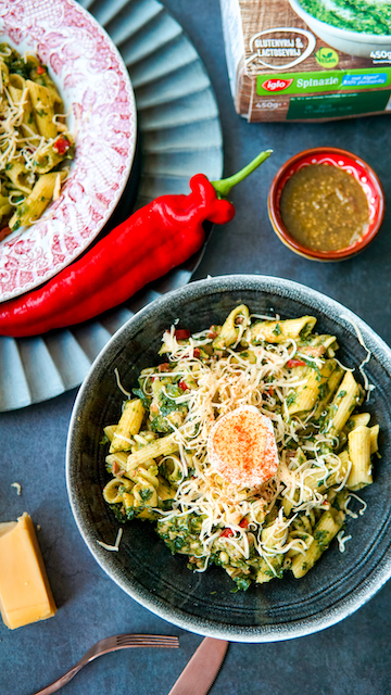 romige pasta me spinazie