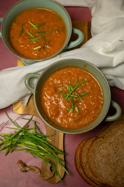 tomatensoep met zoete aardappel